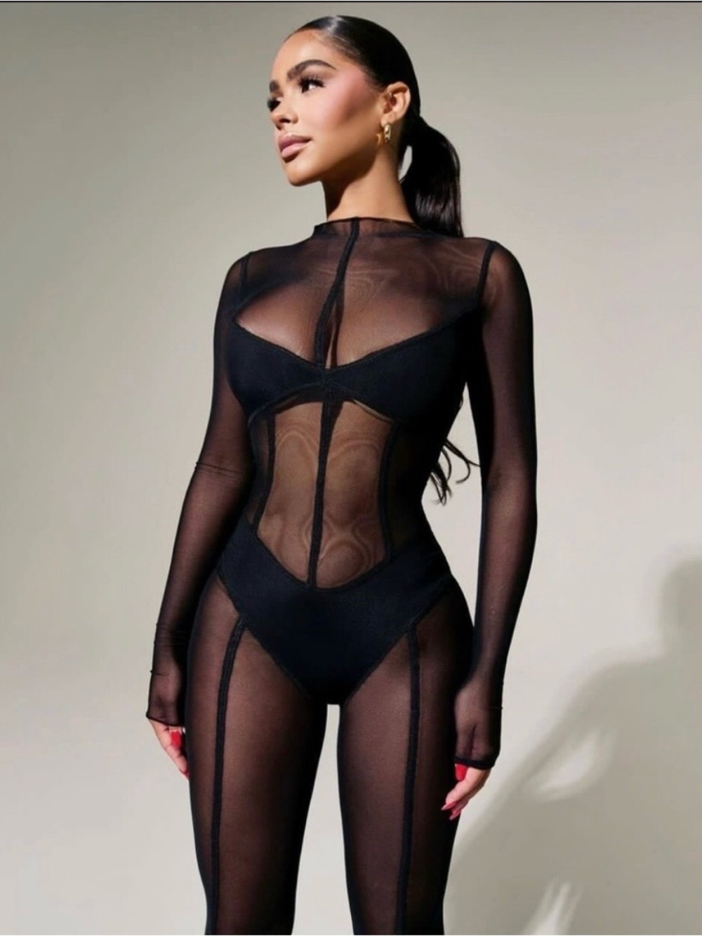 Naked Wardrobe So Meshed Up Jumpsuit Black